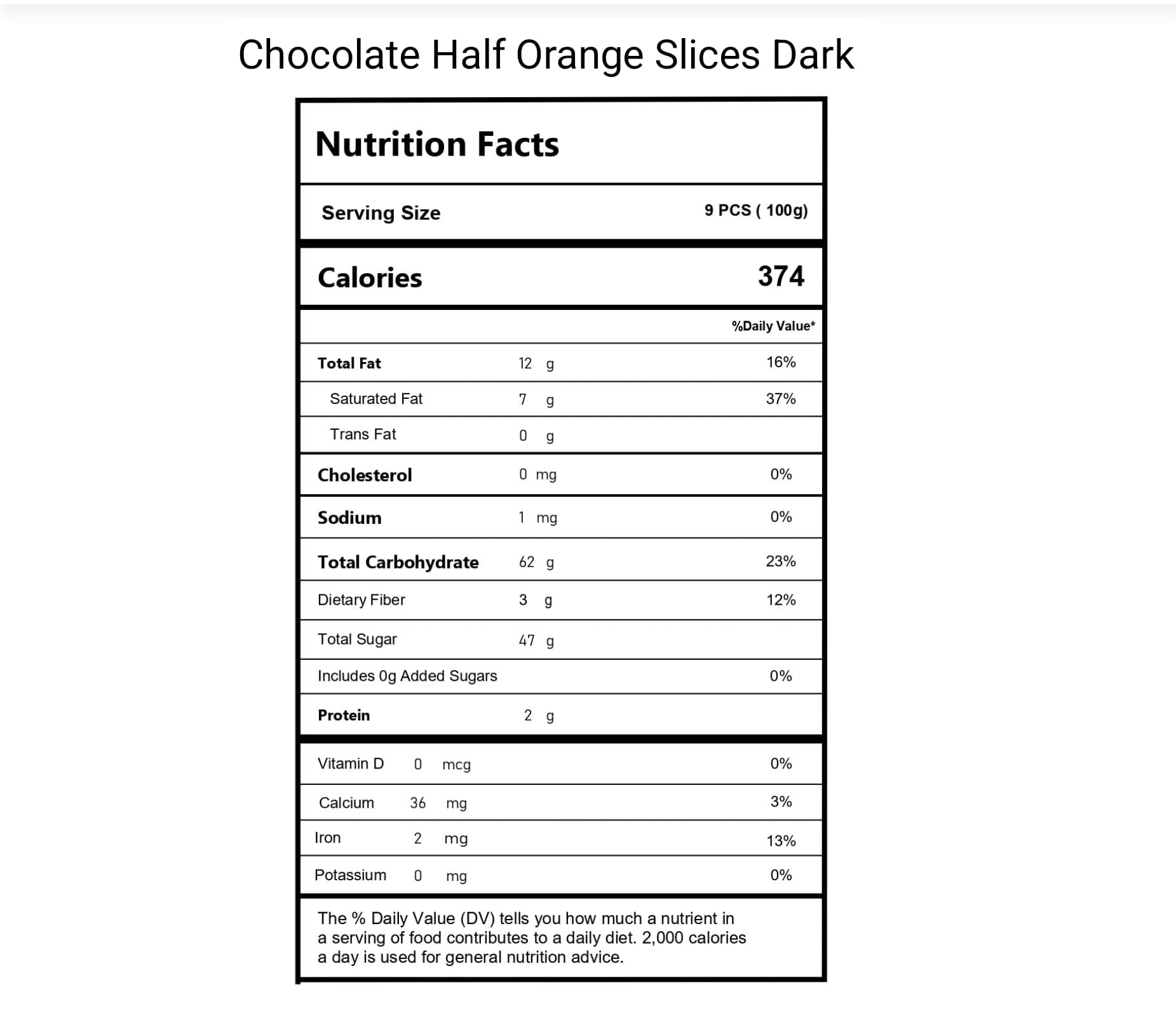 Chocolate Half Orange Slices Dark No Added Sugar