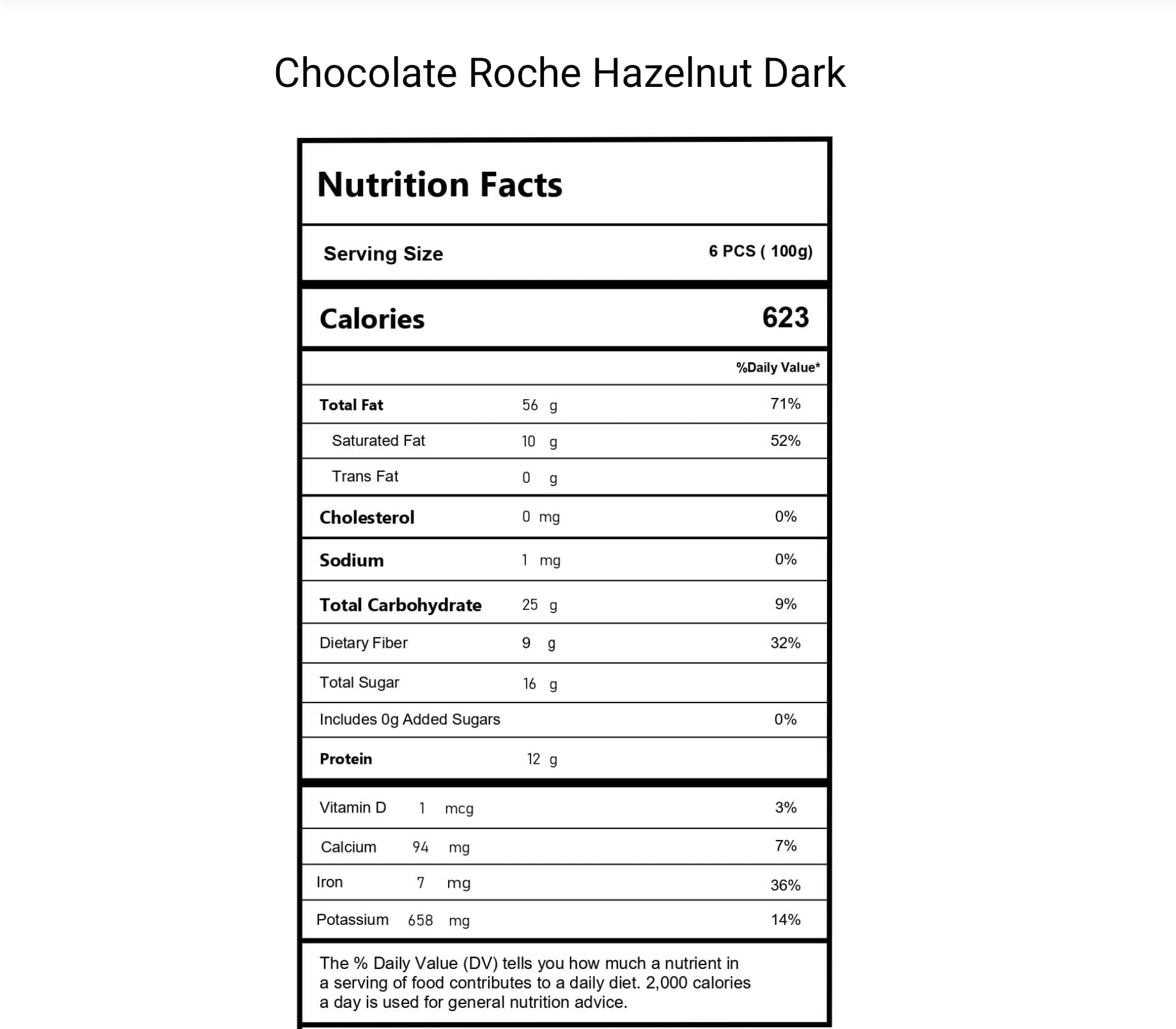 Chocolate Roche Hazelnut No Added Sugar Dark